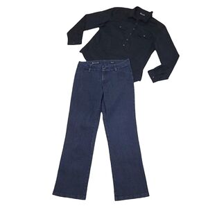 Lee Modern Series Curvy Fit Jeans Wide Leg Dark Washed High Waist Rise Tall Long